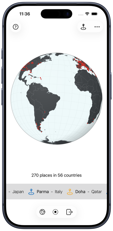 Globe with stylized texture on iPhone